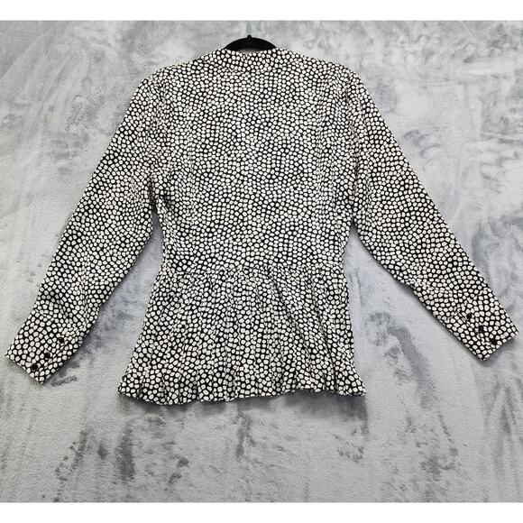 Vintage 80s Francesca of Damon Skirt Set Size 8 Black White Silk Peplum Pencil - Picture 3 of 16